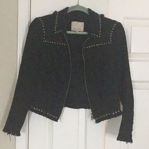 Rebecca Taylor Stud Tweed Blazer